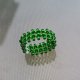 Trzy cyrkonie w zieleniach pleciony pierścionek z koralików