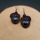 Małe granatowo-brązowe kolczyki sutasz