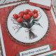 Kartka urodzinowa (lub na inną okazję) z bukietem czerwonych tulipanów