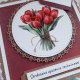 Kartka imieninowa (lub na inną okazję) z bukietem czerwonych tulipanów
