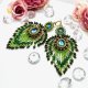 Efektowne ręcznie haftowane kolczyki – zieleń & złoto