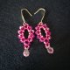 Długie Wiszące Kolczyki "Fuchsia & Rose" z Koralików i Kryształków