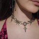 Choker gothic z mieczami krzyżem kolcami cyrkonie stal CUSTOM