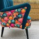 fotel klubowy z podłokietnikami, kolorowy, ryby