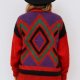 Vintage czerwony sweter moher wzory unikat lata 80te