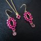 Komplet Biżuterii "Fuchsia & Rose" - Naszyjnik i Kolczyki z Kryształków i Koralików