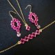 Komplet Biżuterii "Fuchsia & Rose" - Naszyjnik, Bransoletka i Kolczyki