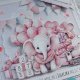 Kartka na roczek dla dziewczynki ze słonikiem, personalizacja