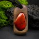 Naszyjnik "jaspis czerwony" – orzech amerykański, Wood Pendant, biżuteria z drewna, minerał, kamień, dla niej