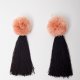 Kolczyki frędzle chwosty koraliki czarny róż złoty Ho69