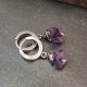 Ametyst. Proste srebrne kolczyki na biglach zamkniętych