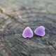 Małe kolczyki ceramiczne serca Lawendowa polana /stal chirurgiczna