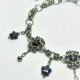 Choker z ciemnym labradorytem i ceramicznymi kwiatuszkami granatowymi