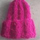 Beanie fuksja moherowa czapka handmade