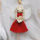 Makramowy breloczek Anioł - czerwony | Aniołek na szczęście brelok