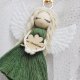 Makramowy breloczek Anioł - zielony | Aniołek na szczęście brelok