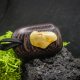 Wisiorek z drewna wenge z bursztynem – ręcznie rzeźbiony, amber, artystyczne zdobienia, biżuteria z drewna, luxe wooden jewelry