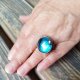 Turkusowe szkło regulowany witrażowy pierścionek