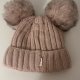 Czapka zimowa wełniana z pomponami Wrobi pudrowy róż ocieplana polarem