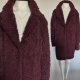 Płaszcz futerko bordo burgund teddy shaggy z kołnierzem i kieszeniami R 42 / 44 Hp223
