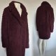 Płaszcz futerko bordo burgund teddy shaggy z kołnierzem i kieszeniami R 42 / 44 Hp223