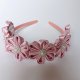 Opaska do włosów z kwiatami różowa 1-832