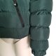 Krótka pikowana kurtka damska puffer zielona z odpinanym kapturem M Hu82