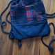 Plecak - Worek z Upcyclingu – granatowa krata