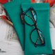 Szmaragdowe -  etui na okulary z zamszowej welurowej skóry – handmade DomilkowyDomek, etui na klips, miękkie i stylowe