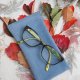 Błękitne -  etui na okulary z zamszowej welurowej skóry – handmade DomilkowyDomek, etui na klips, miękkie i stylowe