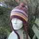 100% WOOL * pilotka * wełniana czapka * wiązana * z nausznikami * balaclava * kolorowe paski