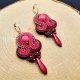 Różowo bordowe wiszące kolczyki sutasz
