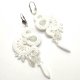 Białe wiszące kolczyki sutasz