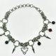 Choker chainmaille z sercem, kolcami i czarnymi + wiśniowymi koralikami – stal chirurgiczna, gothic vampire