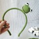 szydełkowa opaska do włosów żaba, żabka