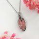 Naszyjnik Rodonit stal chirurgiczna wisiorek handmade wirewrapping