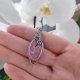 Naszyjnik Rodonit stal chirurgiczna wisiorek handmade wirewrapping
