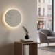 Lunaris — designerski kinkiet z białego betonu — okrągła minimalistyczna lampa ścienna
