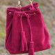 Torebka skórzana - worek bordowy - skóra zamszowa  - od DOMILKOWYDOMEK