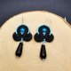 Czarno-turkusowe wiszące kolczyki sutasz