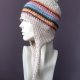 100% WOOL * pilotka * wełniana czapka * wiązana * z nausznikami * balaclava * kolorowe paski