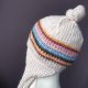 100% WOOL * pilotka * wełniana czapka * wiązana * z nausznikami * balaclava * kolorowe paski
