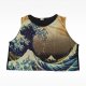 Vintage Avant Garde Top Hokusai Sea Print • Bluzka Fala • Crop Top M