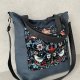 Duża torba na ramię - ornament ptaszki