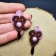 Bordowo-liliowe kolczyki sutasz sztyfty