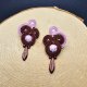 Bordowo-liliowe kolczyki sutasz sztyfty