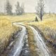 Droga wśród pól pszenicy 85/60cm. Original Akwarela