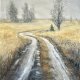 Droga wśród pól pszenicy 85/60cm. Original Akwarela