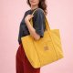 Duża sztruksowa torba miejska Żółta