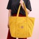 Duża sztruksowa torba miejska Żółta